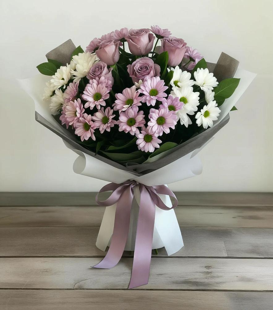 Букет цветов из: Хризантемы и Розы в городе Сатка