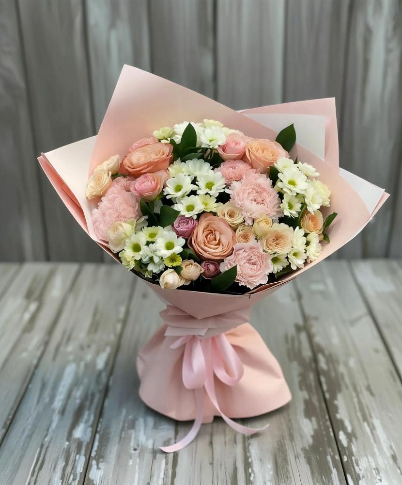 Букет цветов из: Гвоздики, Розы и Хризантемы в городе Сатка