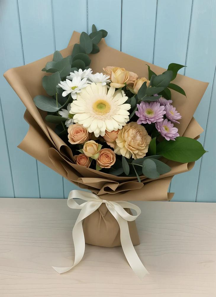Букет цветов из: Герберы и Хризантемы в городе Сатка