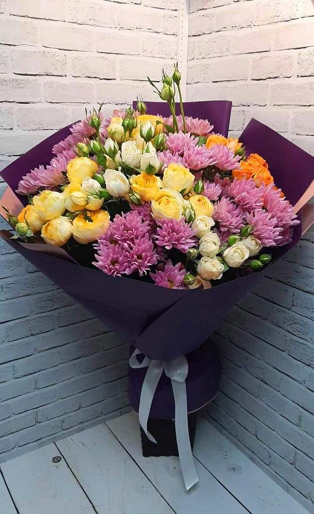 Букет цветов из: Хризантемы и Розы в городе Сатка