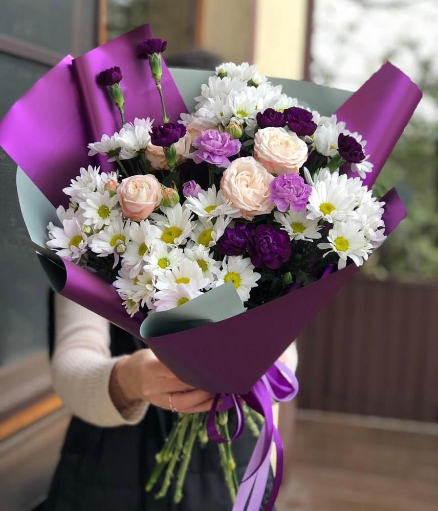 Букет цветов из: Хризантемы, Гвоздики и Розы в городе Сатка