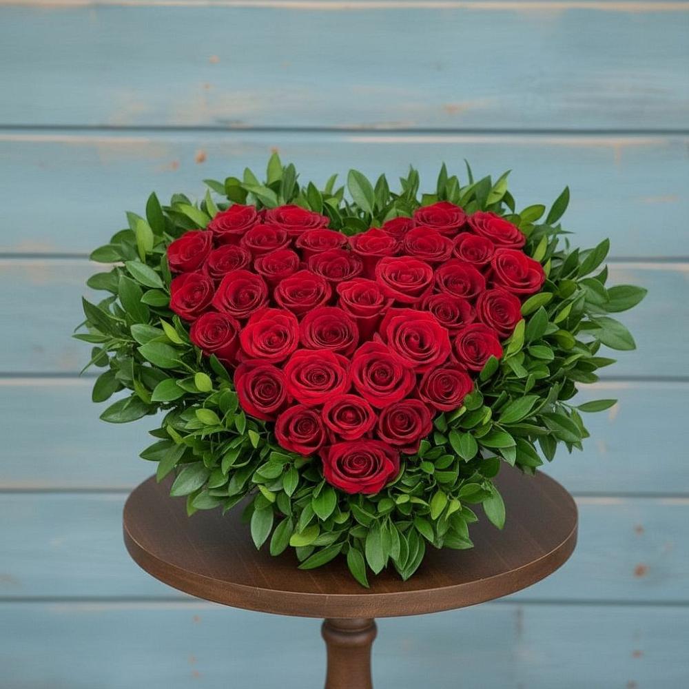 Цветочная композиция из Розы в виде сердца в городе Сатка