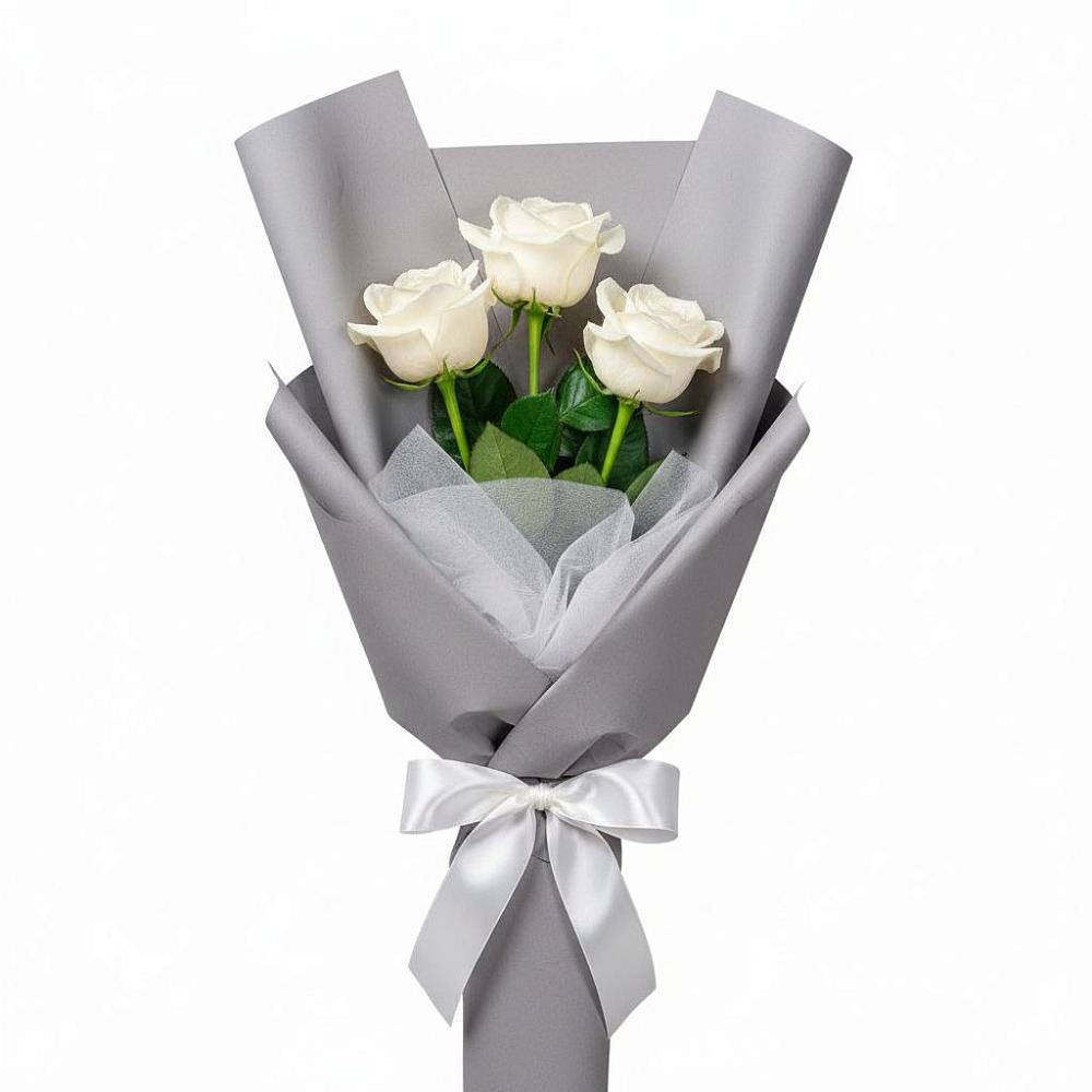 Букет 3 белые розы в городе Сатка