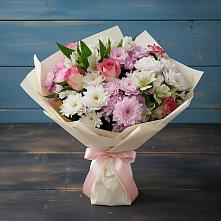 Букет цветов из:  Хризантемы, Альстромерии и Розы в городе Сатка