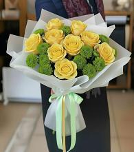 Букет цветов из:  Хризантемы и Розы в городе Сатка