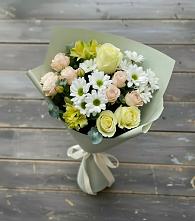 Букет цветов из:  Альстромерии, Розы и Хризантемы в городе Сатка